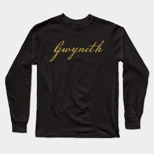 Gwyneth Typography Gold Script Long Sleeve T-Shirt